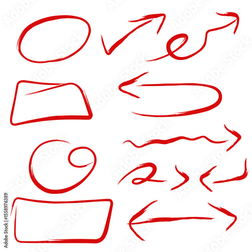 Hand-drawn red arrows, circles, and rectangles