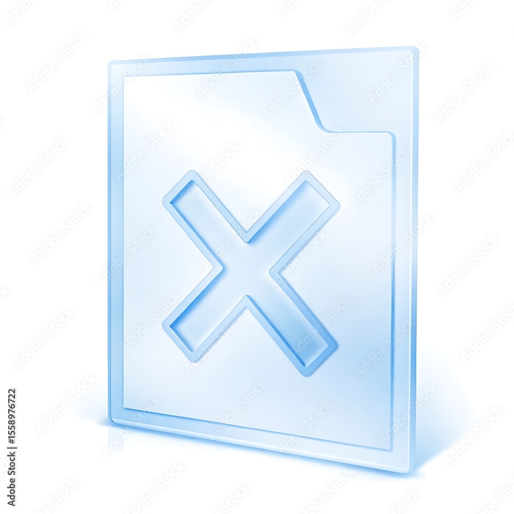 Obraz premium Blue folder icon with a cancel x symbol isolated on white background