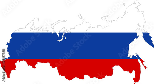 Map with flag of Russia