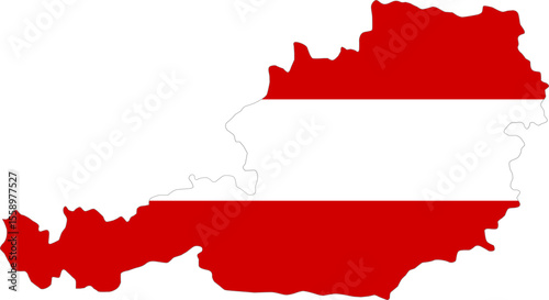 Map with flag of Austria