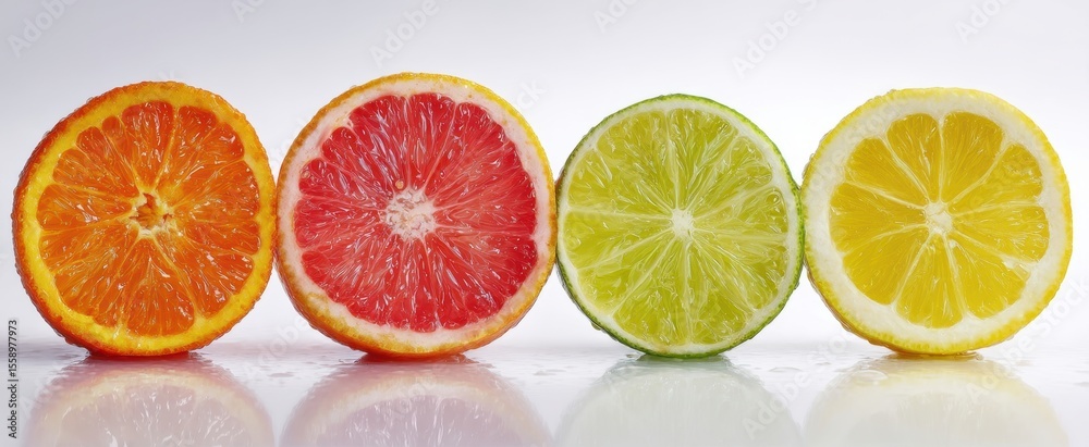 Obraz premium The vibrant slices of citrus fruits showcasing freshness and colorful appeal.
