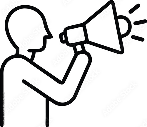Person with Megaphone Icon – Announcement and Communication Vector.