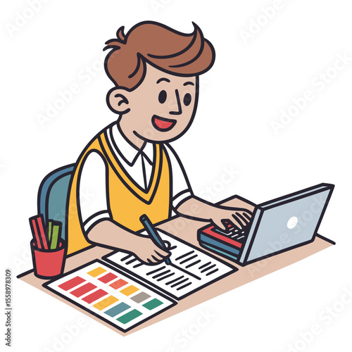  create vector bold stroke of cartoon accountant  (1)