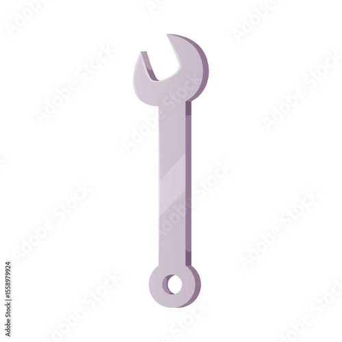 Mechanic repair tool key vector flat illustration, metallic wrench, cartoon construction and maintenance icon