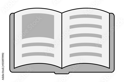Open Book icon on transparent background, flat line design, vector illustration