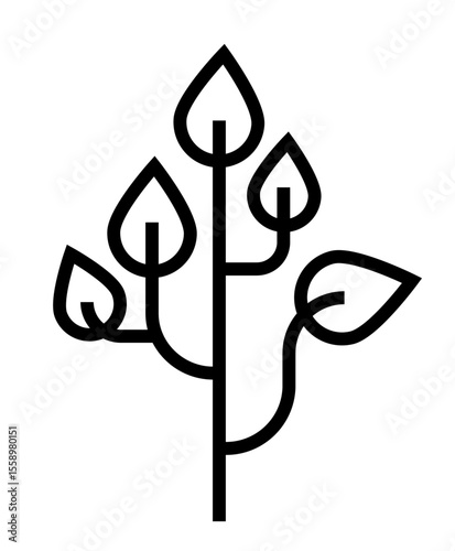 Branch Tree icon on transparent background, flat line design, vector illustration