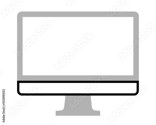 PC Monitor icon, on transparent background, flat line design, vector illustration
