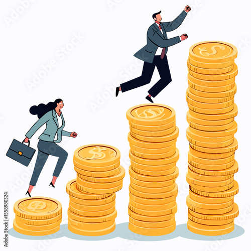   create vector bold stroke of cartoon coin stacks (1)