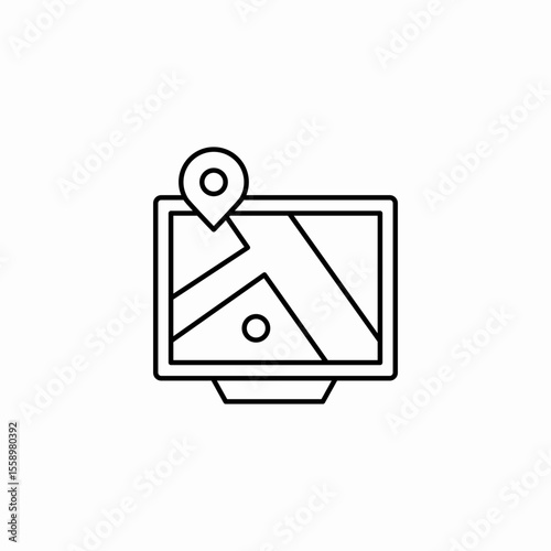 navigation map monitor icon sign vector