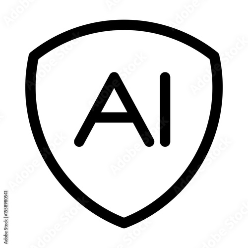 AI security line icon – editable stroke symbol for protected artificial intelligence, ethical AI systems, and digital safety