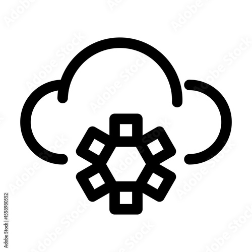 AI cloud network line icon – editable stroke symbol for distributed processing, smart cloud infrastructure, and neural hardware systems.
