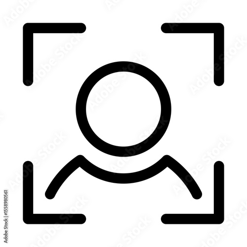 User scan line icon – editable stroke symbol for identity verification, biometric access, and digital user recognition. User inside scan line.