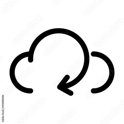 Cloud download line icon – editable stroke symbol for file restore, data recovery, and cloud-based downloading. Cloud with backward arrow.