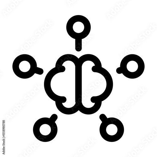 Brain network line icon – editable stroke symbol for AI, neural connections, machine learning, and smart technology and more