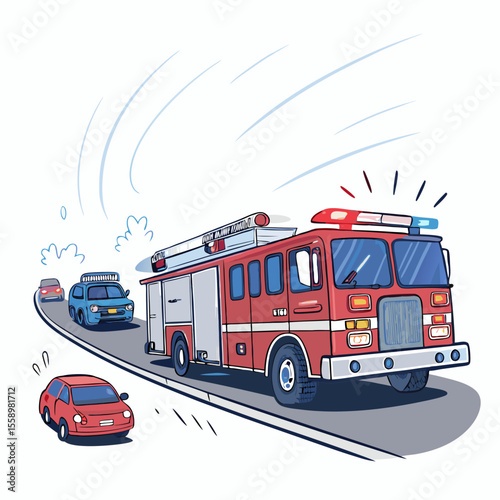 create vector bold stroke of cartoon fire truck pa (1)