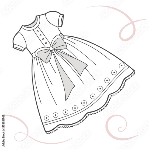 Versatile any occasion baby dress vector on a clean white background, suitable for various events, perfect for everyday wear, special moments, or adaptable children's fashion.