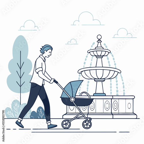 create vector bold stroke of cartoon man pushing s (1)