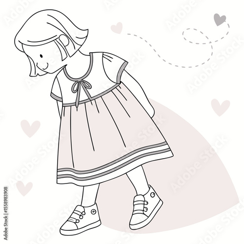 Simple casual everyday baby dress vector on a clean white background, ideal for comfortable daily wear, versatile designs, or basic children's fashion concepts.