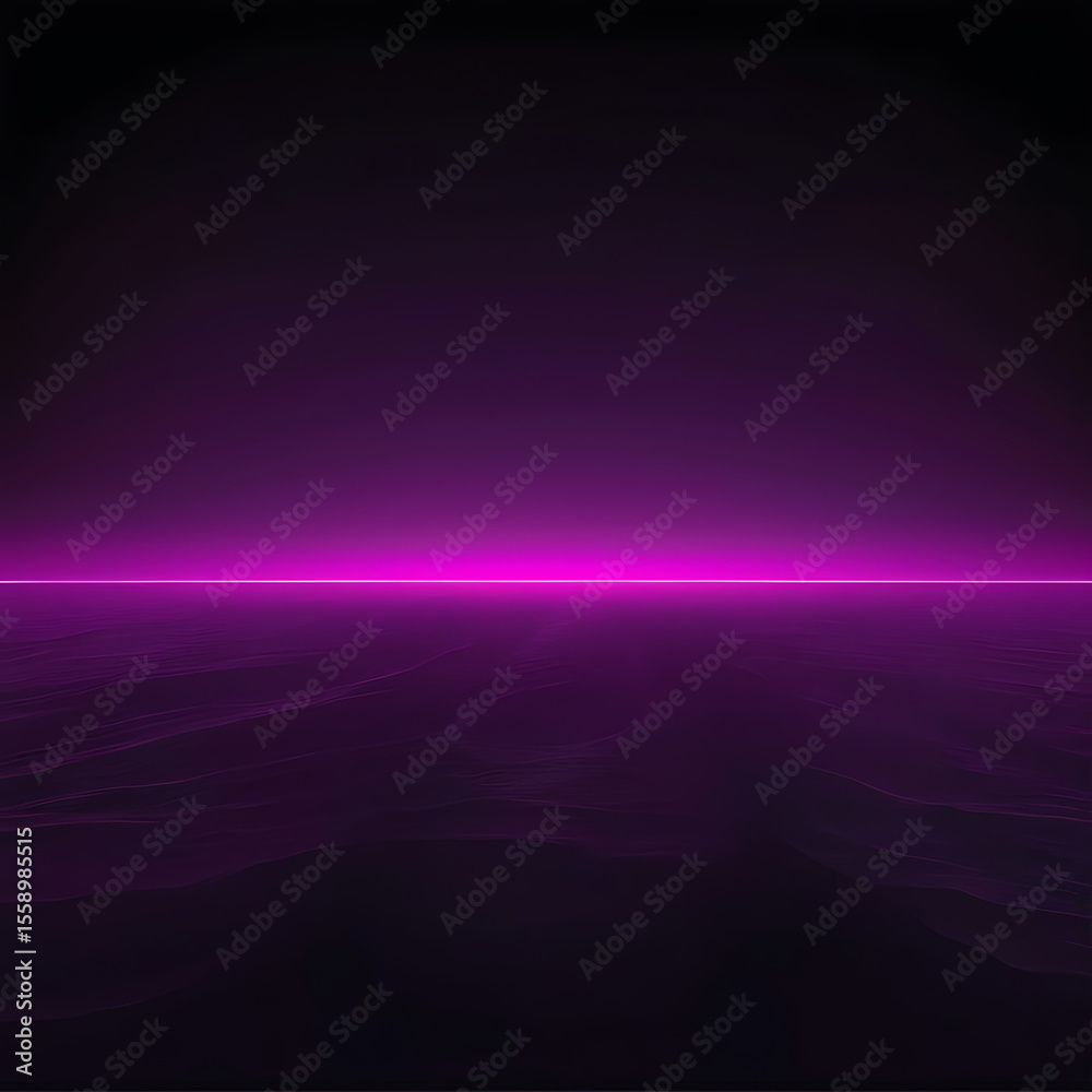 Fototapeta premium Neon Purple Futuristic Mountain Landscape with Dark Sky and Glowing Horizon Light Effect ai