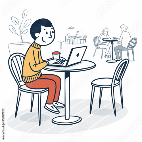 create vector bold stroke of cartoon person sittin (1)