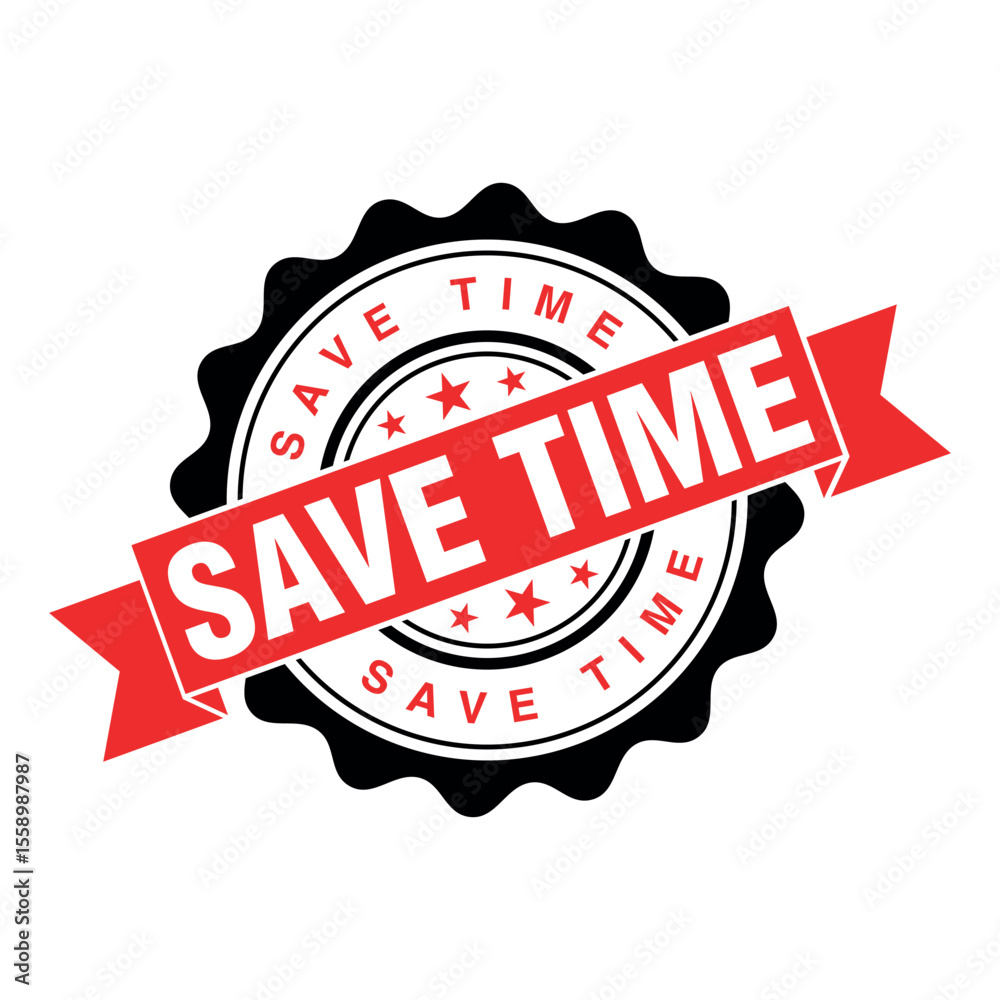 Obraz premium Save Time Letter Rubber Stamp Template