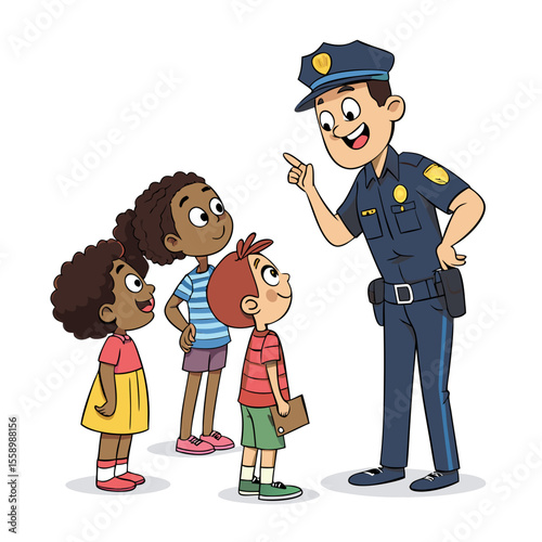 create vector bold stroke of cartoon police office