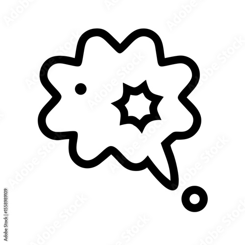 Exploding thought bubble icon in simple black line design  