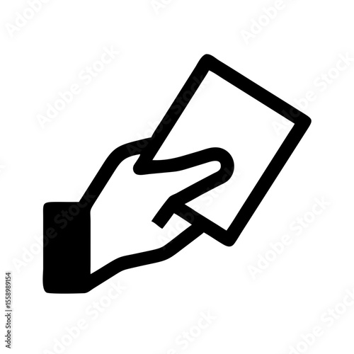 Hand giving a piece of paper in a simple vector icon pictogram  