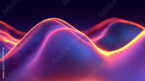 Abstract Glowing Wavy Particle Surface Animation with Dynamic Color Shifts