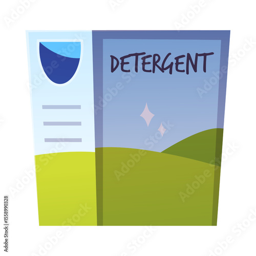 Box of detergent vector flat icon, cartoon cleaning accessories and housekeeping equipment, sanitize package product