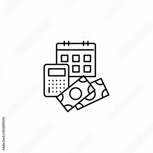 calendar calculator money icon sign vector