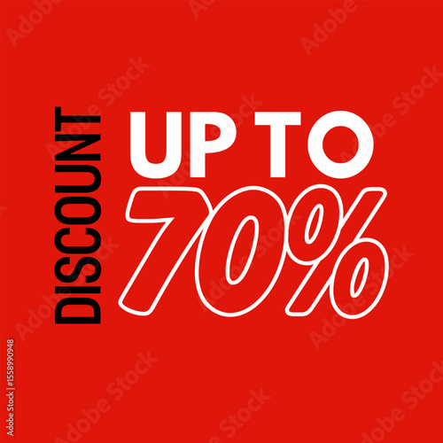 Sale Up to 70% Off – Bold Discount Banner on Red Background for Marketing and Promotions
