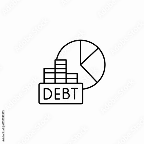 debt chart coins icon sign vector