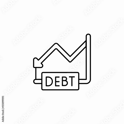 decreasing debt graph icon sign vector