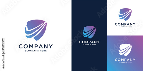 Cyber tech logo design illustration shield graphic design vector . Symbol for business, tech, security, internet, system, Artificial Intelligence. 