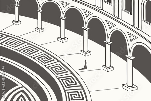  curved abstract shapes flowing into classic roman (1)