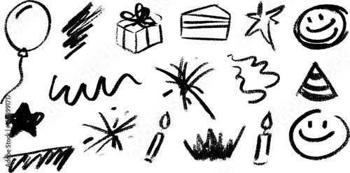 Festive celebration sketch: balloons, gifts, and confetti for party designs