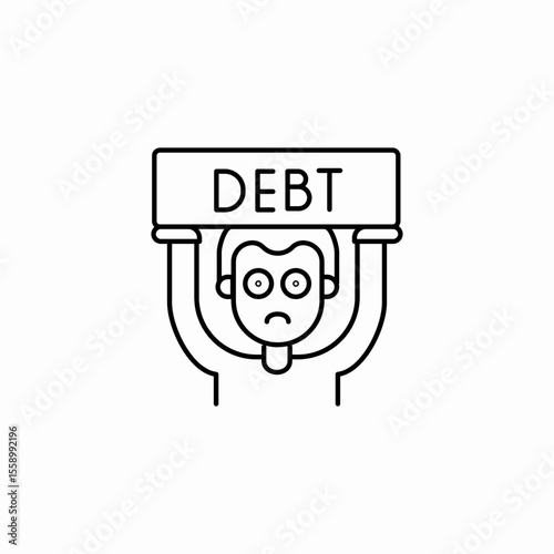 man holding debt icon sign vector