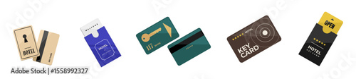 Card key vector icon set