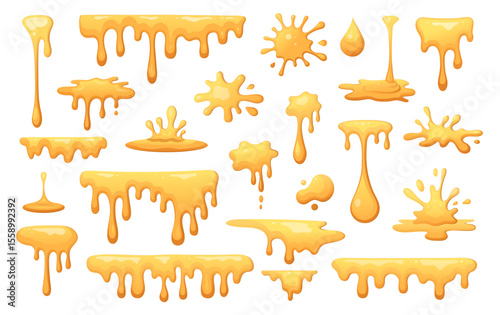 Honey splash vector set icon