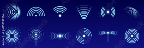 Sonar or Wi-Fi waves vector icon