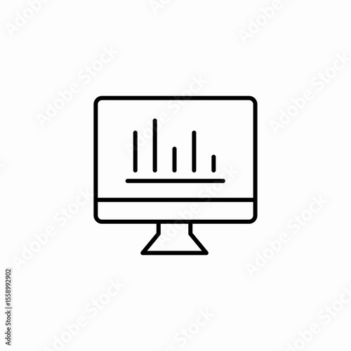 monitor with bars icon sign vector