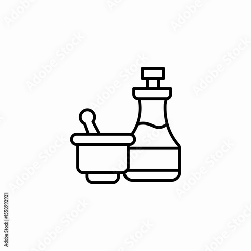 mortar pestle bottle icon sign vector