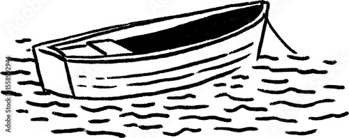 Tranquil boat sketch on calm waters for creative design