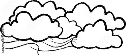 Stylized thunder cloud border sketch for design projects