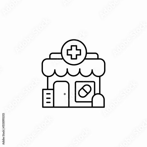 pharmacy store front icon sign vector