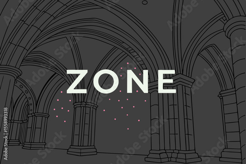  gothic style arches with soft glowing lights and 