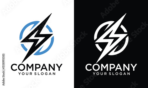Creative S letter and flash power symbol logo template