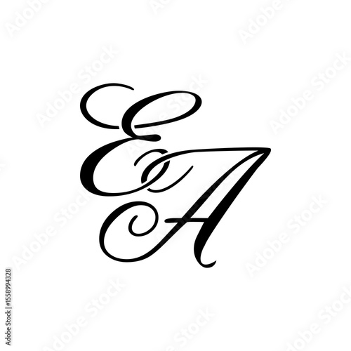 Elegant EA Monogram Logo in Black Script – Luxury Calligraphy Initial Design on White Background