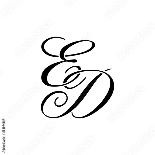 Elegant ED Monogram Logo in Black Script – Luxury Calligraphy Initial Design on White Background
